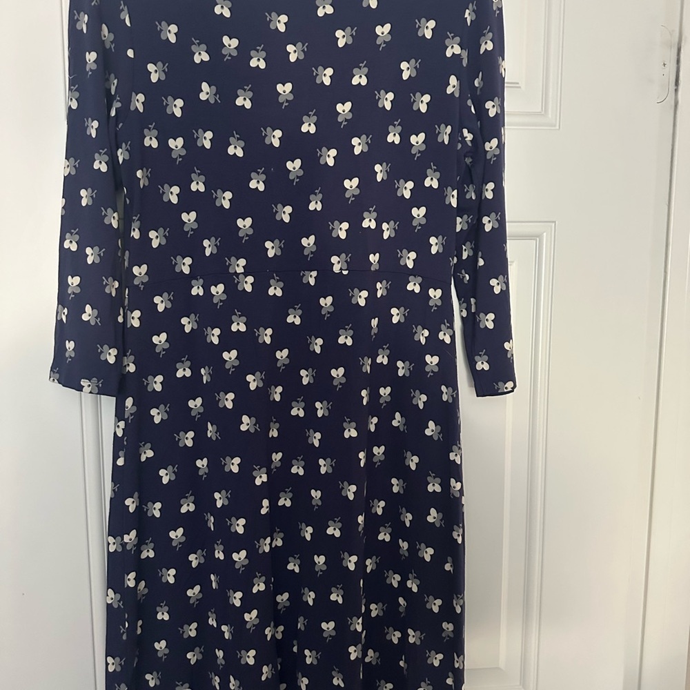 Boden womens Floral Jersey Knit Shirt Dress size 10P Navy Blue 3/4 sleeve - Picture 4 of 4